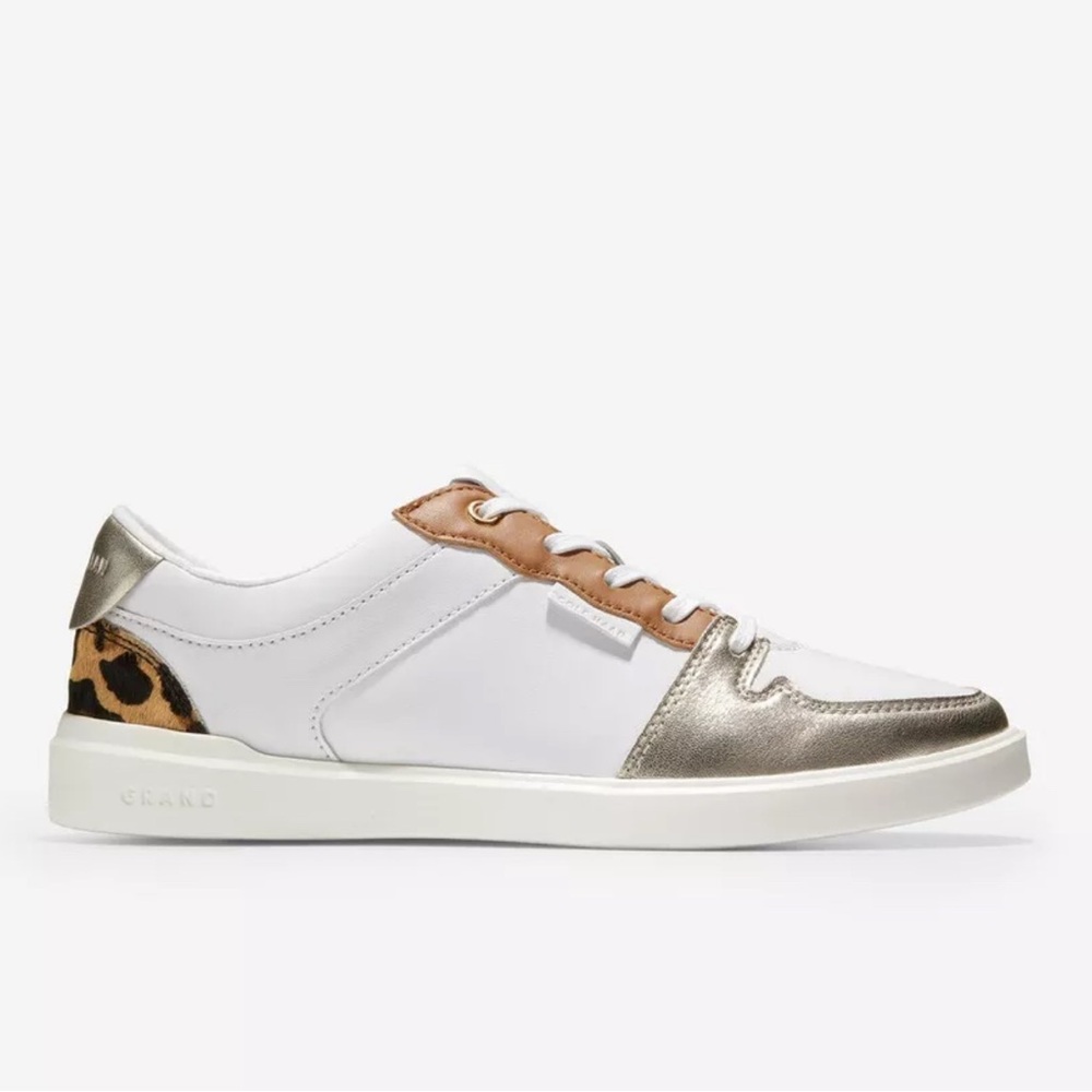 Cole Haan Grand Crosscourt Modern Tennis Optic White/Gold Metallic Sneakers